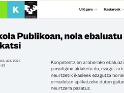 UIK`25 “Eskola Publikoan, nola ebaluatu hala irakatsi” matrikula irekia!