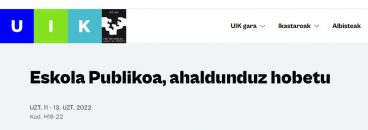 EHU  Udako  Ikastaroa  “Eskola  Publikoa,  ahaldunduz  hobetu”